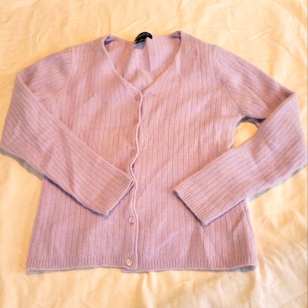 Lavender angora cardigan vintage